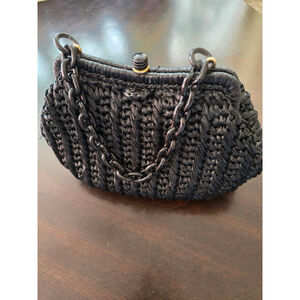 Women's Rare Vintage Styled by Simon MCM Black Woven Clutch Chain Strap One Size